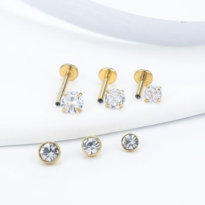 16G Lip Rings Stainless Steel Tragus Helix Conch Piercing Jewelry Snake Bite Piercing Monroe Lip Rings Labret Medusa Cartilage Lobe Earrings Piercing Jewelry CZ 2MM 2.5MM 3MM 3.5MM 4MM 4.5MM - color: 6MM 8MM 10MM Bar-Gold,2mm/2.5mm/3mm/3.5mm/4mm/4.5mm