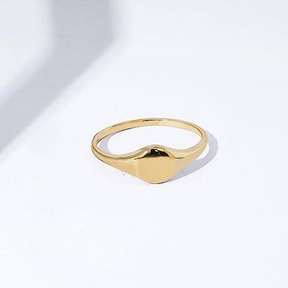 Amazon Essentials 14K Plated Sterling Silver Round Signet Ring - color: Yellow Gold, size: 6, style: Round