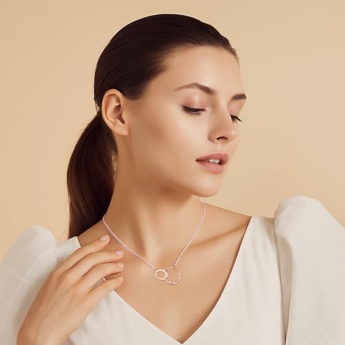Minimalist Stainless Steel Single or Two Circular Hammered Texture Pendant Necklace for Women, 14K Gold/Silver/Rose Gold Plated Hypoallergenic Stackable Layered Collarbone adjustable Chain Necklace, Dainty Layering Necklace Jewelry Gift - style: Rose Gold