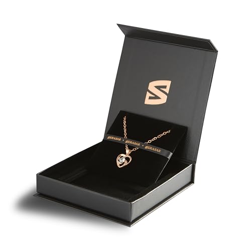 SERASAR Rose Gold Heart Pendant Necklace Women Cute Jewelry Cubic Zirconia - color: Rosegold, style: Emotion