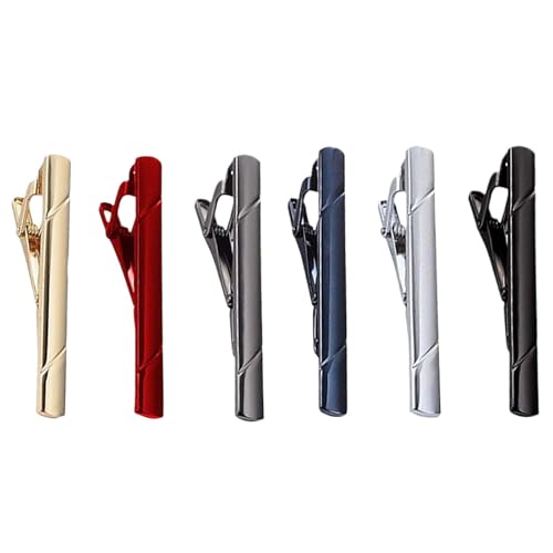 6 Pcs Multicolored Tie Clips, Tie Bar Clip Set, Ideal for Father/Husband/Boyfriend/Business/Wedding
