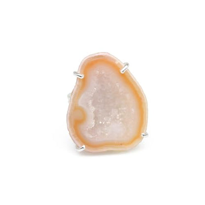 Geode Ring Set with Agate and Quartz Crystals,Stone Sizes 25-30mm - color: Orange, style: 1
