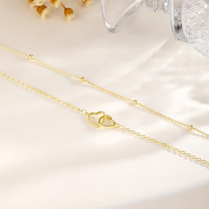 ASCOMY Ankle Bracelets for Women 14K Gold/Silver Plated Anklets for Women Waterproof Layered Cute Beads Dot Shining Twist Rope Chain Pearl Bar Link Heart Anklets Summer Beach Foot Chain Jewelry Gifts - style: Anklet B