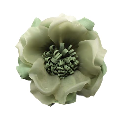 Elegant Large Cloth Flower Brooches Big Camellia Flower Pin for Women Dainty Cloth Fabric Rose Brooches Dress Skirt Scarf Hat Pins Clothing Decoration Accessories - color: Green flower brooch