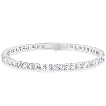 KRKCLIFE Tennis Bracelets for Women Men 14K Gold Plated Hypoallergenic | Classic Round AAAAA Cubic Zirconia 3/4/5mm Width,Elegant Jewelry Anniversary Birthday Gifts for Women Him Wife Mom 6.5-8 Inch - color: White Gold