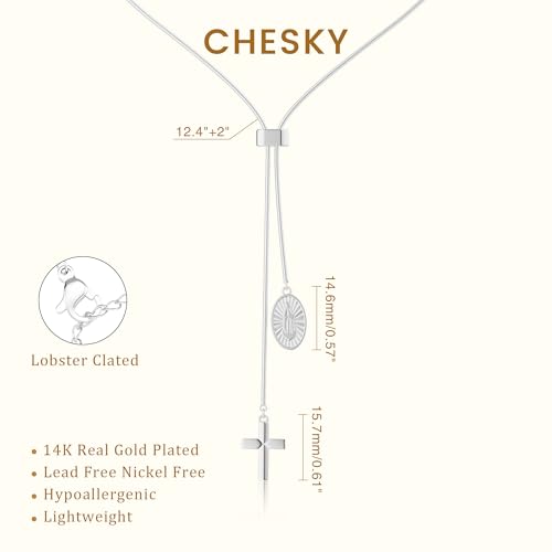 CHESKY Long Necklace for Women, 14k Gold Plated/Streling Silver Lariat Y Necklaces - style: y necklace 11
