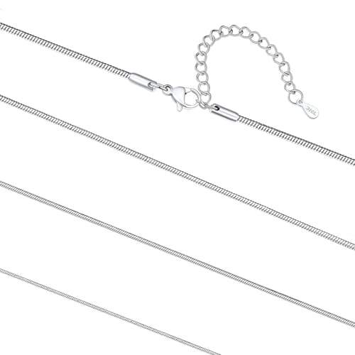 FaithHeart 1/1.2/1.5/2mm Snake Chain Necklace for Women, Silver/Black/14K Gold/Rose Gold Plated Stainless Steel Snake Necklace Smooth Dainty Thin Women's Chains, Length 14-30" with Gift Box - color: Silver