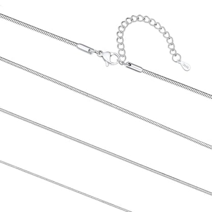 FaithHeart 1/1.2/1.5/2mm Snake Chain Necklace for Women, Silver/Black/14K Gold/Rose Gold Plated Stainless Steel Snake Necklace Smooth Dainty Thin Women's Chains, Length 14-30" with Gift Box - color: Silver