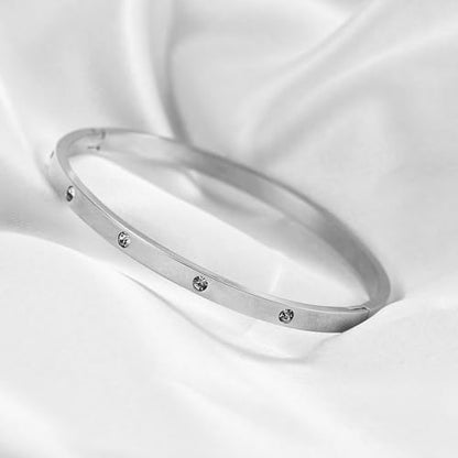 MYNENEY Womens Bracelets Stainless Steel Pave Cubic Zironia Stackable - color: 4mm-Crystal Silver, size: 6.1 Inch