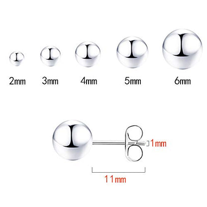 Sterling Silver Earrings for Women: Hypoallergenic 925 Sterling Silver Round Ball Stud Earrings for Women Multiple Piercing 5 Pairs Tiny Stud Earrings 2mm 3mm 4mm 5mm 6mm - style: Stud