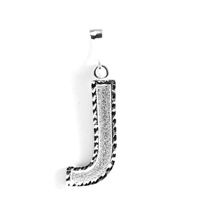 Personalized 1.0 Inch Solid.925 Sterling Silver Initial A-Z Charm - style: J
