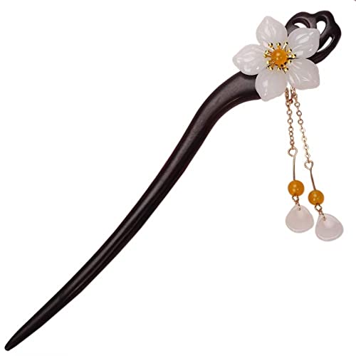 Wooden Hair Stick for Women Girl 7.08" Black Ebony Carved Hair Pins for Long Hair Handmand Hair Accessories for Buns (Y(tangle)) - color: Y(tangle)