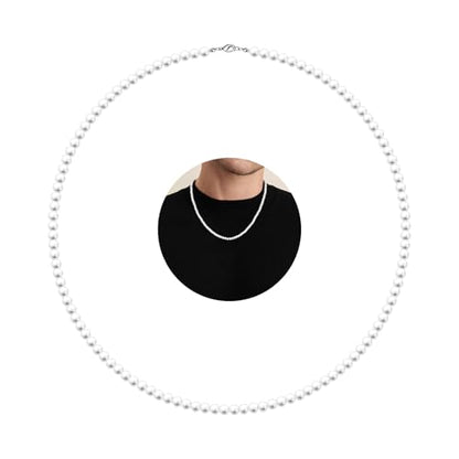 MJartoria Pearl Necklace for Men | Women, 16''-24'' Pearl Necklaces, 4mm/6mm/8mm White Faux Pearl Choker Necklace Trendy Jewelry Gifts for Women Men - size: 18 inches, style: 4mm