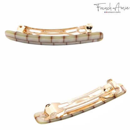 French Amie Bar Ivory Brick Small 2 1/4 Inch Hair Clip Barrette | Handmade Cellulose Acetate Durable Grip For Women Girls Teens Everyday Style - color: Ivory Brick