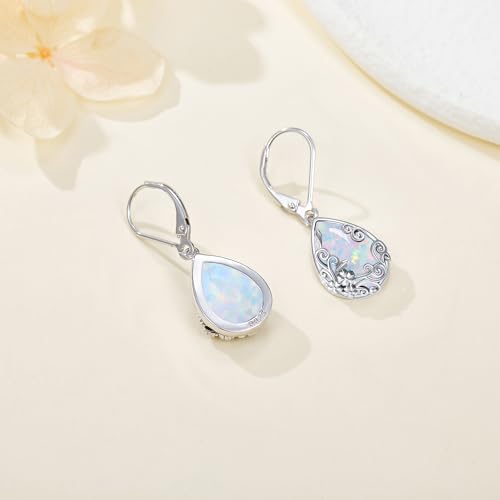 Black Onyx Earrings 925 Sterling Silver Black Onyx Dangle Drop Earrings Filigree Jewelry Gift for Women Girls - style: Opal