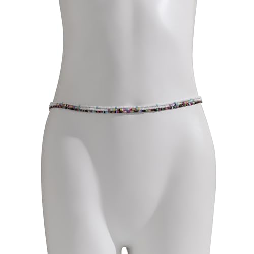 3Pcs/Set Boho Elastic Beads Waist Chains Jewelry Summer Beach Seed Beaded Belly Chain Jewelry Bikini Sexy Bead Waist Body Jewelry for Women - color: Black