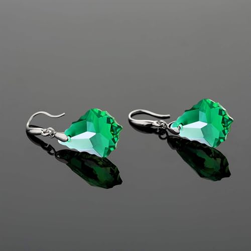 EVEVIC Austrian Crystal Baroque Teardrop Dangle Earrings for Women | 14K Gold-Plated,Hypoallergenic,Brilliant Facets,Fluid Movement,Easy-Wear Fishhook Fit,For Daily Wear And Special Occasions - color: Green
