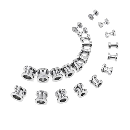 TBOSEN Precise Dimensions Stainless Steel Set Double|Single Flare Tunnel Screw Gauge Ear Expander Stretching Kit Piercing Mixed Size - color: Silver-Screw Fit, size: 1.6-10mm(14G-00G)