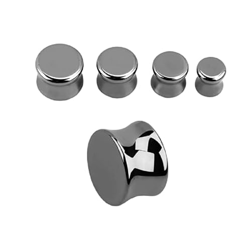 Pierced Owl - Hematite Stone Double Flared Plug Earrings, Sold as a Pair - style: 3mm (8GA)