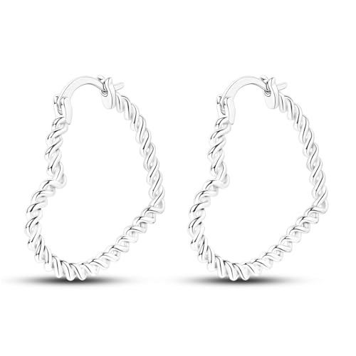 NARMO 925 Sterling Silver Earrings for Women Hypoallergenic Hoop Earrings - color: Weaving Love