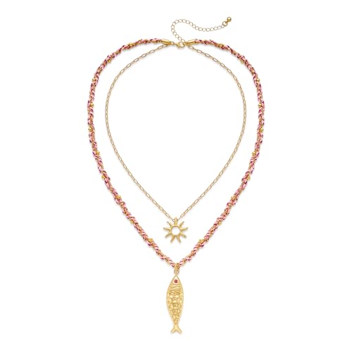 Shell Necklaces for Women Trend Boho Scarf Necklaces Ocean Mermaid Conch Seashell Necklace Summer Gold Fish Necklace Fashion Beach Jewelry - color: Sun fish necklace