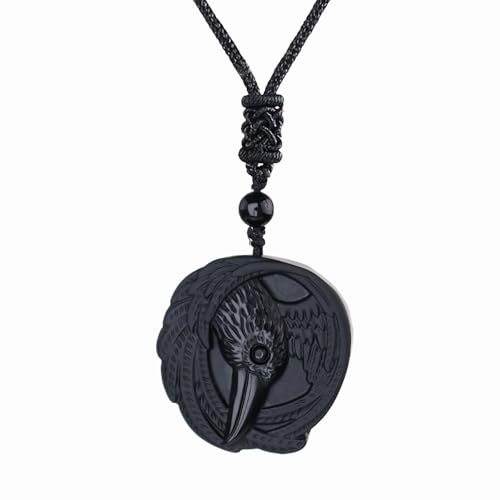 Anjiucc Natural Gemstone Tree of Life Black Obsidian/Golden Obsidian Pendant Necklace for Male and Female Necklace - color: Eagle