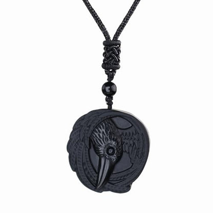 Anjiucc Natural Gemstone Tree of Life Black Obsidian/Golden Obsidian Pendant Necklace for Male and Female Necklace - color: Eagle