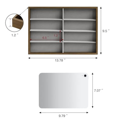 Stratalife 8 Grids Drawer Sunglasses Organizer Tray, Gray Velvet | Stackable Eyeglasses Storage Case with Removable Dividers, Wood Jewelry Display Case for Necklace Bracelet, 13.78x9.5x1.2inch - color: Grey-01