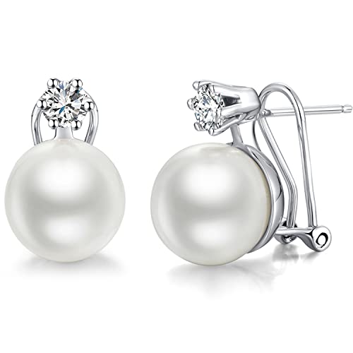 Han han Pearl Stud Earrings for Women 925 Sterling Silver, Pearl Jewelry Gift for Women 8MM-13MM - style: A- Large Pearl Studs 13mm