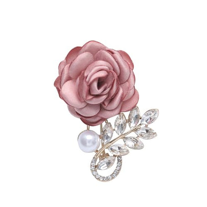 Fabric Camellia Flower Brooches Fashion Cubic Zirconia Flowers Brooch Classic for Party Dance Wedding Banquet for Elegant Women Ladies Beautiful Girls Lapel Pins Dress Suit Clothes Pearl Accessories Jewelry Valentine's Day Decor Christmas Gifts