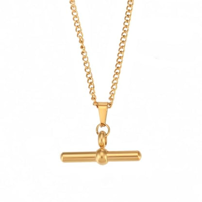 Ailiessy T-Bar Necklace Stainless Steel T-Bar Pendant Necklace for Women Minimalist Jewelry Length 45cm+5cm Chain