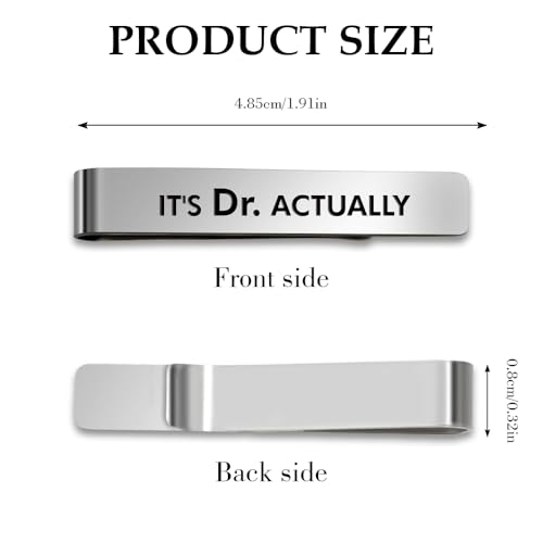 Doctor Gifts PHD Graduation for Men Stainless Steel Tie Clips Medical Assistant Gifts Future Doctor Doctoral Degree Doctorate Graduation Gift for Doctors Tie Pin Bar Christmas Gift Birthday Presents