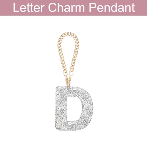 MECCANIXITY Bling Car Letter Charm, Initial D Letter Interior Car Rear View Mirror Decoration Hanging Crystal Ornaments for Women Bags Water Cup DIY Craft, Silver - style: Letter D