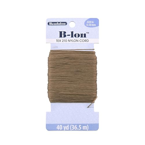 Beadalon B-LON Cord, TEX 210, 0.50 mm, Light Brown, 40 yd - size: 40 yd, style: Light Brown