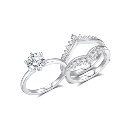 Moissanite Wedding Ring Set for Women D Color VVS1 Moissanite Engagement Rings 925 Sterling Silver Palladium and Rhodium Plated Promise Ring with Certificate - color: 2CTTW(1.5CT Center)