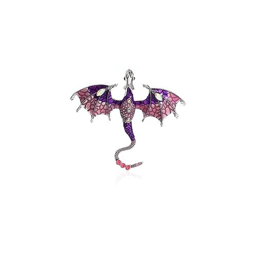 Enamel Dragon Brooch - Vintage Punk Animal Accessory for Clothing, Hat, Bag - Domineering Flying Design - Personality Accessories for Men and Women - color: Purple