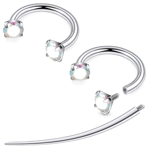 F136 Titanium 20/18/16/14g Horseshoe Nose Septum Lip Ear Rings Piercings 8/10/12mm Cartilage Helix Daith Earrings Jewelry for Women Men - color: AB, size: 14g*5/16in(8mm)