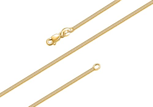 BORUO 925 Sterling Silver Snake Chain Necklace | Waterproof 14K Gold Plated Snake Chain | 1mm 1.5mm Solid Italian Nickel-Free Necklace Lobster Claw Clasp 14-30 Inch - color: Waterproof Gold Plated Stainless Steel 1mm, size: 14 Inch