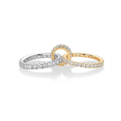 PAVOI 14K Gold Plated Interlocking Ring for Women - Chunky Connected Bands Interlock Stackable Rings for Women - Trendy Cubic Zirconia Two Tone Interlocked Multi-Band Statement Jewelry - style: Two Bands & CZ - Two Toned