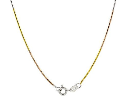 Two Tone 14K Gold Over Sterling Silver Italian Crafted 0.80MM 16" Snake Chain Necklace
