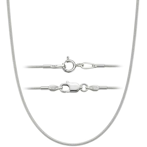 925 Sterling Silver Italian Snake Chain Necklace - Secure Lobster Clasp, Perfect for Layering - Durable Necklace & Bracelet Chains for Everyday & Special Occasions - size: 20, style: 0.7