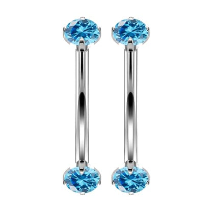 16G Astm F136 Titanium Eyebrow Piercing Jewelry Curved Barbell Eyebrow Ring Vertical Labret Lip Jewelry Daith Rook Earrings Navel Small Belly Button Ring Piercing Jewelry for Women Men CZ - style: 16G, 6MM Length, Ocean blue CZ