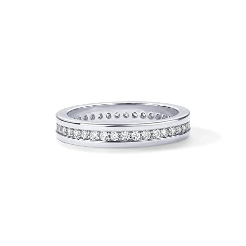 PAVOI 18K Gold Plated Stacking Tiny Cubic Zirconia Band | Eternity Rings for Women | Thumb Ring - color: White Gold