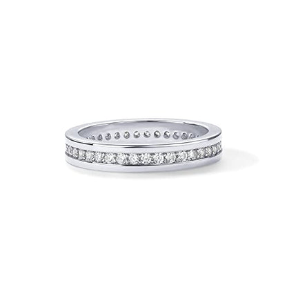 PAVOI 18K Gold Plated Stacking Tiny Cubic Zirconia Band | Eternity Rings for Women | Thumb Ring - color: White Gold