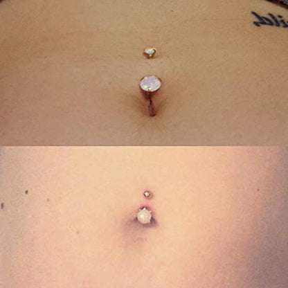 Silver Gold Belly Button Ring for Women Clicker Hoop Belly Rings Opal Navel Piercing Jewelry Dangle Hypoallergenic Surgical Steel Dainty Dangling Navel Rings for Women - color: G1-5pcs rose gold