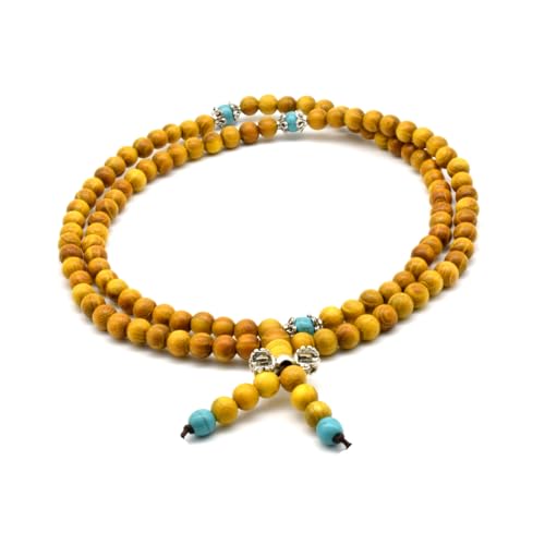 Zen Dear Natural Golden Sandalwood Mexican Bocote Mala Prayer Bead Bracelet Link Wrist Necklace Mala Beads - style: 6mm 108 beads special