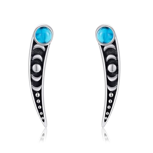 Ear Climbers Earrings for Women Sterling Silver Vintage Ear Crawler Earrings Jewelry Gifts for Women - style: Moon Phase-Turquoise