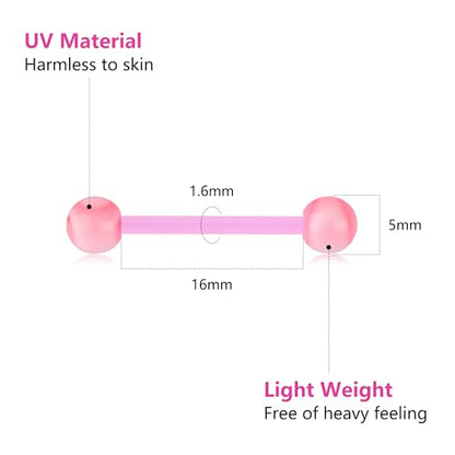 Zolure 10Pcs 14G Tongue Rings Acrylic Candy Color Tongue Piercing Jewelry Flexible Plastic Nipple Rings Tongue Barbells for Women 16mm - color: Mix 10pcs