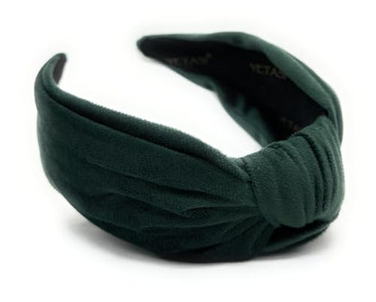 Chunky 2.5" Velvet Green Knotted Headband for Women, Year-round Head bands Adult Women Hair Accessory, All-Day Wear Adjustable Top Knot Head Band for Women’s Hair Girls Stylish Fashion Hairband - color: 2.5 Green