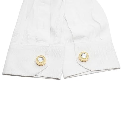 Mens Button Covers Tuxedo Shirt Cufflinks Alternative | Fake cufflinks and alternative fashion jewelry accessories for mens formal business dress shirts suits and groomsmen - color: H Golden white